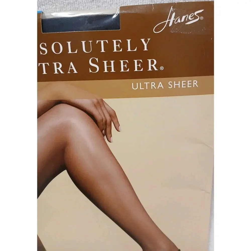 Vintage New Hanes Control Top Sandalfoot Ultra Sheer Pantyhose JET Sz D No Lines